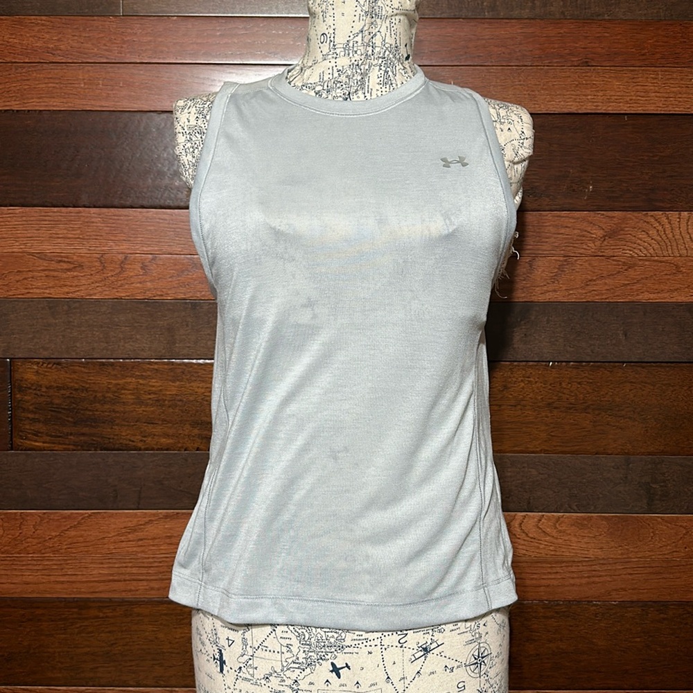 Under Armour Crew Neck Silver Gray Athletic Tank Top